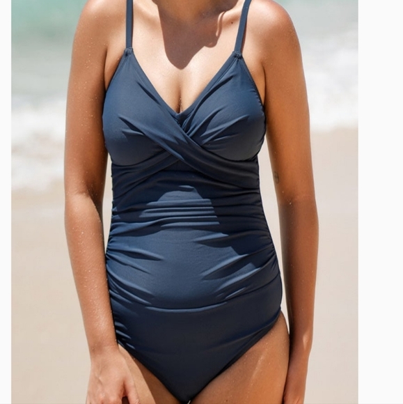 Cupshe Other - Cupshe Omniscient Solid Wrap Front Plus Size One Piece Swimsuit
